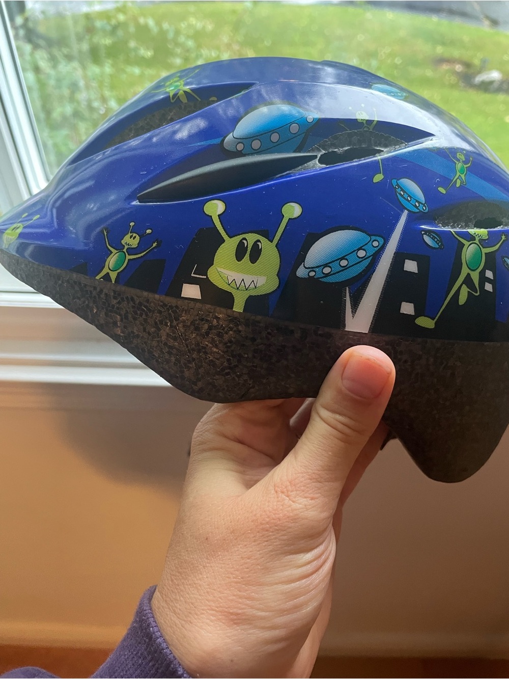 MEC Kids Blue Helmet with Green Alien & UFO Graphics